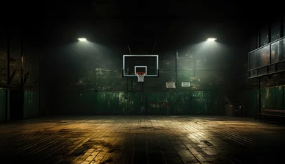 Fotobehang Basketball court at night © Larisa AI