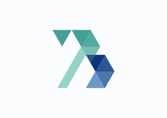 Origami-inspired B logo elegantly blends geometric precision and overlapping colors, crafting a sophisticated and dynamic emblem.