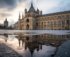 Fototapeta na wymiar Parliament building with a cloudy sky in Prague, Europe.