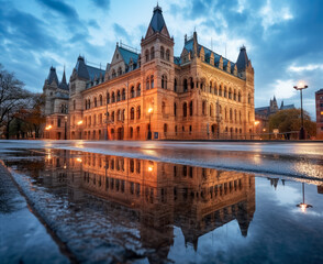 Fototapeta premium Parliament building with a cloudy sky in Prague, Europe.