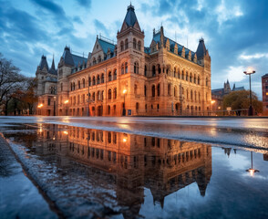 Fototapeta na wymiar Parliament building with a cloudy sky in Prague, Europe.