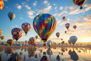 Freedom flying flight adventure hot balloon air travel transportation colorful blue sky