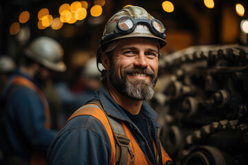 Closeup of factory mechanic man