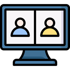 Online Discussion Outline Color Icon