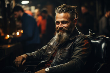 Obraz premium Handsome beard man night out