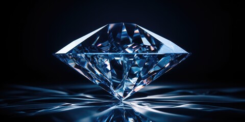 Bright clear mineral stone diamond close-up on a dark background. Generative AI - obrazy, fototapety, plakaty
