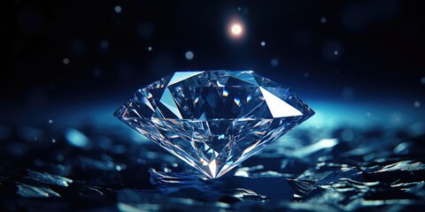 Bright clear mineral stone diamond close-up on a dark background. Generative AI