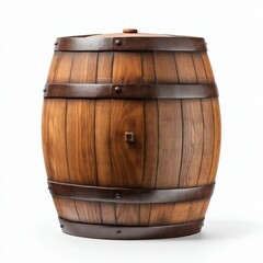 Obraz premium Vintage Wooden Barrel Isolated on White Background. Generative ai