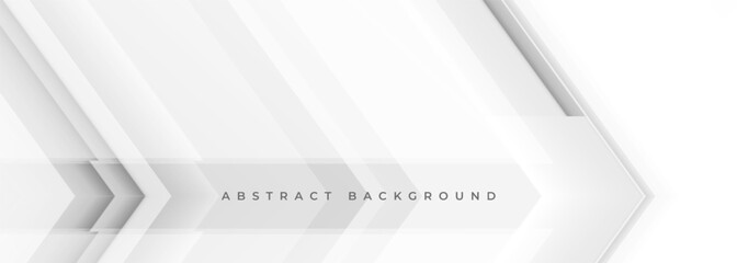 White and grey abstract modern technology banner design with arrows. Soft gray wide geometric technology abstract background. Vector illustration