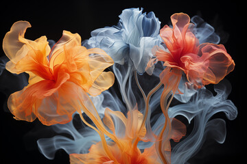 Colorful Smoke Becoming Flowers