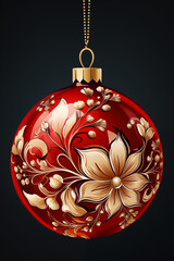 Fototapeta premium red christmas ball on dark background