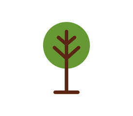 Tree icon. Vector round shaped tree illustration.