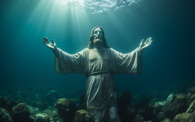 estátua de jesus cristo no oceano 