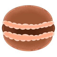 Chocolate Brown Macaron Cartoon illustration French Dessert Cute Dessert