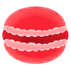 Red Macaron Cartoon illustration French Dessert Cute Dessert