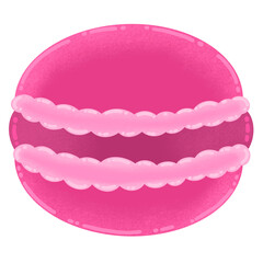 Hot Pink Macaron Cartoon illustration French Dessert Cute Dessert