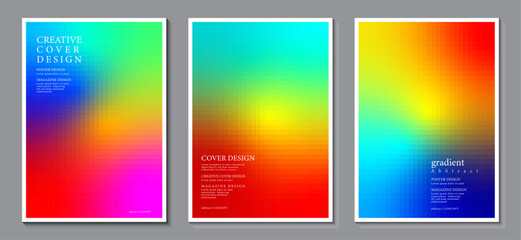 Posters design with abstract background. Gradient design modern mosaic geometric square shape. Ideas for magazine, covers and brochures. Vector Illustrator EPS. - obrazy, fototapety, plakaty