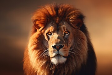 The King of the Savanna. A Majestic Lion Close-Up With a Dreamy, Blurred Background