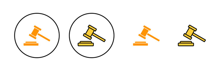 Gavel icon set for web and mobile app. judge gavel sign and symbol. law icon. auction hammer