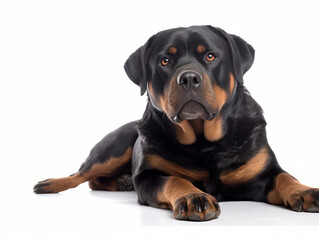 Rottweiler Studio Shot on Clear Isolated Background, Generative AI