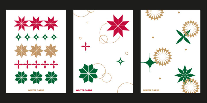 Christmas cards set Xmas printing poster elements decorate paper postcard design winter snow snowman holiday season vector illustration gift present snow flower 크리스마스 엽서 카드 포스터