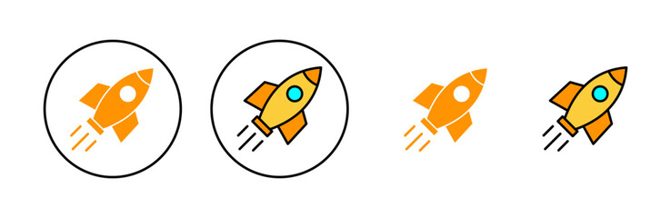 Rocket icon set for web and mobile app. Startup sign and symbol. rocket launcher icon