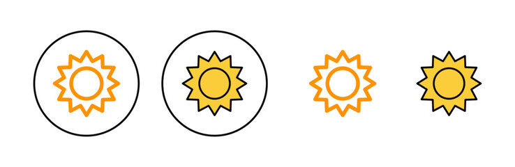 Sun icon set for web and mobile app. Brightness sign and symbol.