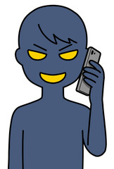 スマホで通話する悪人
