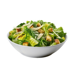 Healthy caesar salad bowl on transparent background. - obrazy, fototapety, plakaty