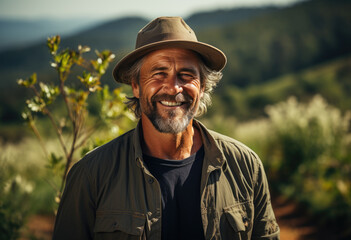 Fototapeta premium Portrait of a man in nature