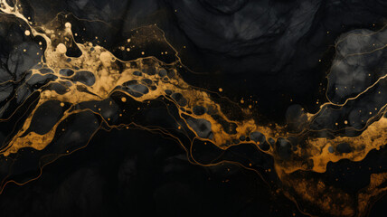 black background, marbled texture, abstract black and gold smooth glossy watercolor texture, background, wallpaper, website, header