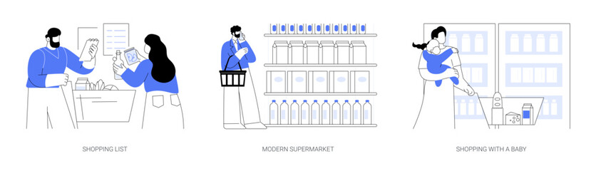 Grocery store isolated cartoon vector illustrations se