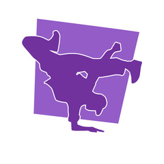 Silhouette of a male dancer doing hand stand pose. Silhouette of a man dancing pose.