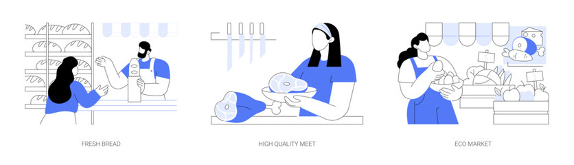 Buying groceries isolated cartoon vector illustrations se