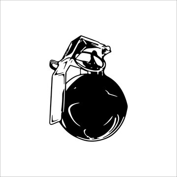 black and white grenade graphic clip art preview