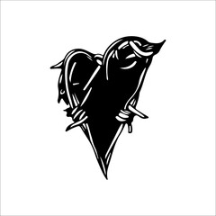 heart shaped barbed wire vector illustration