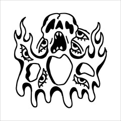 vector illustration of skull with eyes concept