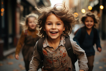 Fototapeta premium Playful and cheerful children