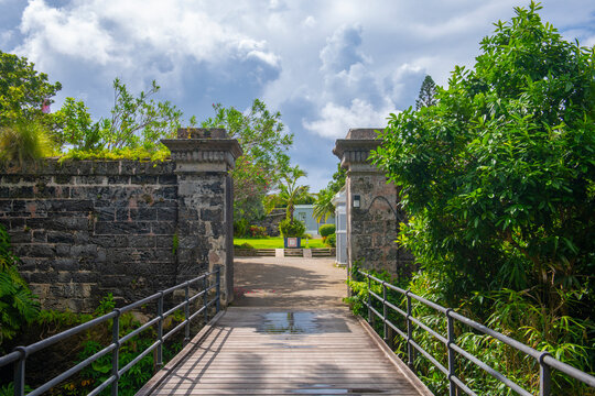 Fort Hamilton main entrance gateway in city of Hamilton, Bermuda. Hamilton is the capital of Bermuda. 