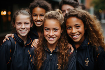 Fototapeta premium Group of the best soccer girl players