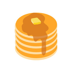 pancake with honey, butter and maple syrup illustration vector isolated on white transparent background