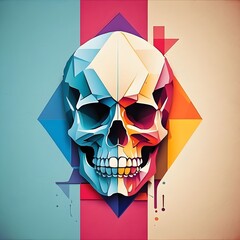 Geometric Skull with Rainbow Colors Generative AI
