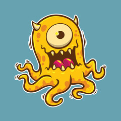 Cartoon monster stickers. vector illustration