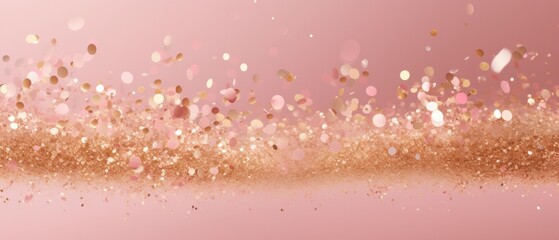 Rose gold glitter with sparkling bokeh on pastel background. Elegant celebration backdrop.