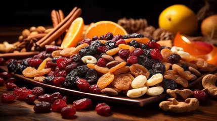 Fotobehang dried fruits and nuts © Anisha