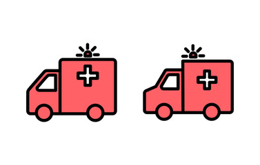 Ambulance icon set illustration. ambulance truck sign and symbol. ambulance car