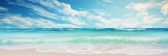 White sand beach, blue sea and sky