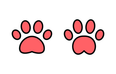 Paw icon set illustration. paw print sign and symbol. dog or cat paw