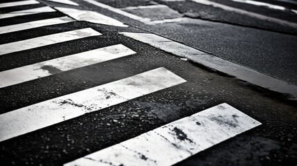 Close-up of an old-fashioned pedestrian crossing, black and white color, abstract, background