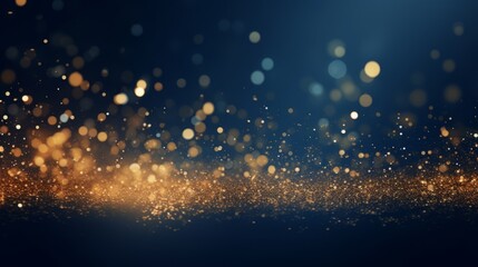 Fototapeta na wymiar Christmas abstract background with dark blue and golden particles